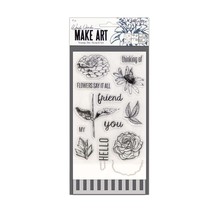 Ranger Wendy Vecchi Make Art Stamp, Die &amp; Stencil Set-Flowers Say - $13.99