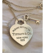 Genuine Tiffany &amp; Co Return To Tiffany Sterling Silver Heart &amp; Key Necklace - $231.91 CAD