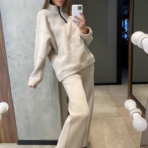 2 piece set winter fashion casual sports sweater suit half zipper stand collar pullover thumb200
