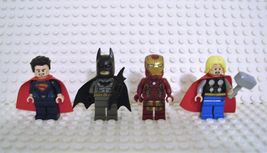 Lego DC Marvel Super Heroes Minifigure Lot Batman, Superman, Thor, Iron Man - £30.34 GBP