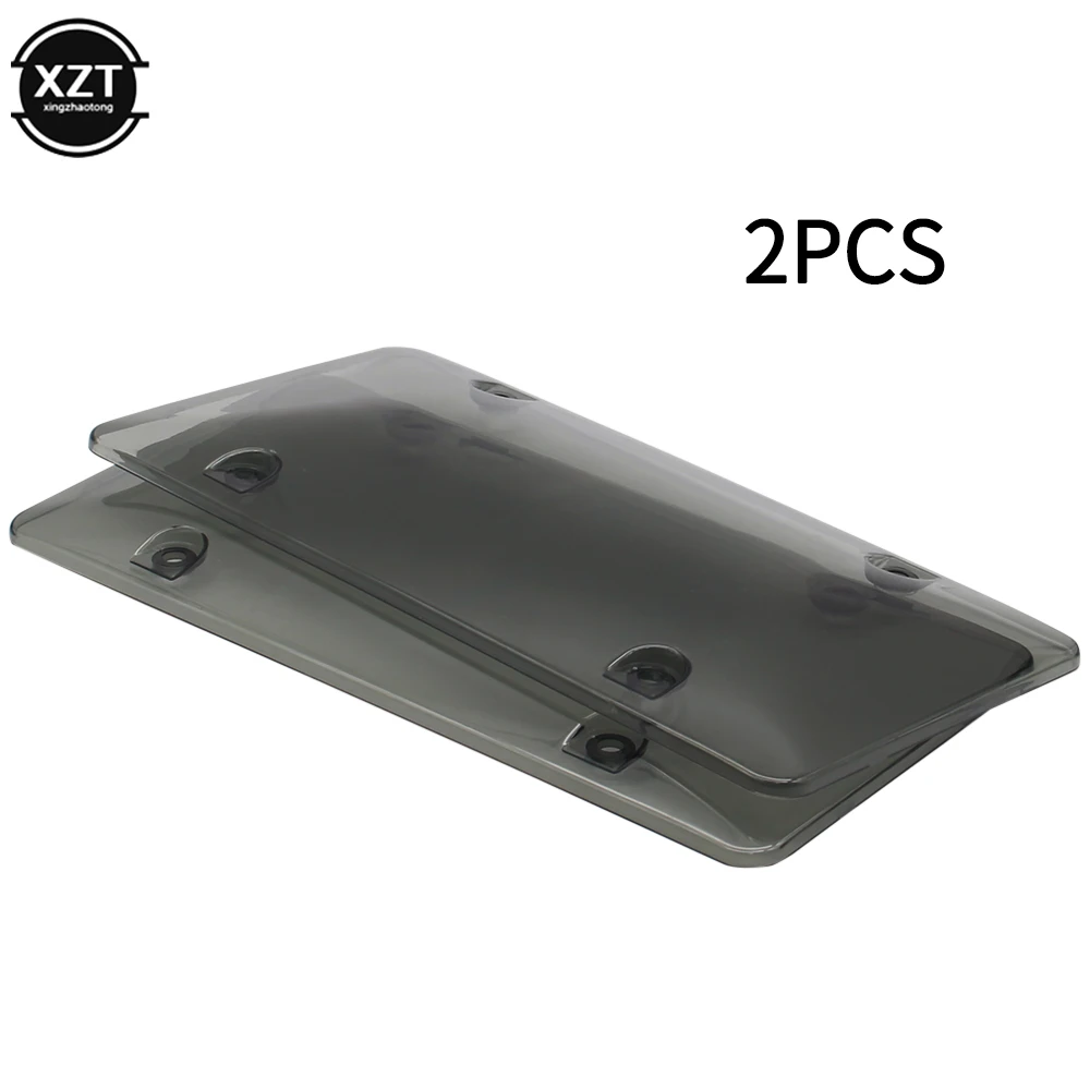 2 Pcs Universal Car License Plate Frame Transparent Grey Tag Frame Cover... - £16.36 GBP