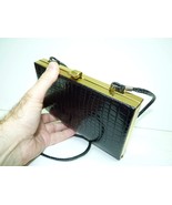 Vintage 1970s Deep Brown Faux Snakeskin Lady&#39;s Evening Fashion Handbag 1... - $74.33 CAD