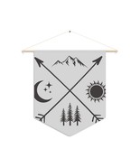 Personalized Pennant: Rustic Nature Symbols, Mountain, Moon, Sun, Forest... - £21.03 GBP