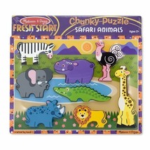 Brand New Melissa &amp; Doug Safari Animals Chunky Wood Puzzle - £10.26 GBP