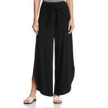 Aqua Rib Knot Front Wide Leg Pants, Black, Size Small - £19.00 GBP