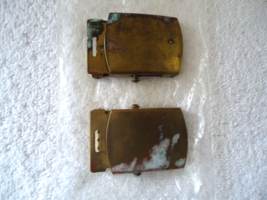 Vtg Lot Of 2 Military Style Solid Brass Belt Buckles &quot; Great Collectible Lot &quot; - £18.37 GBP
