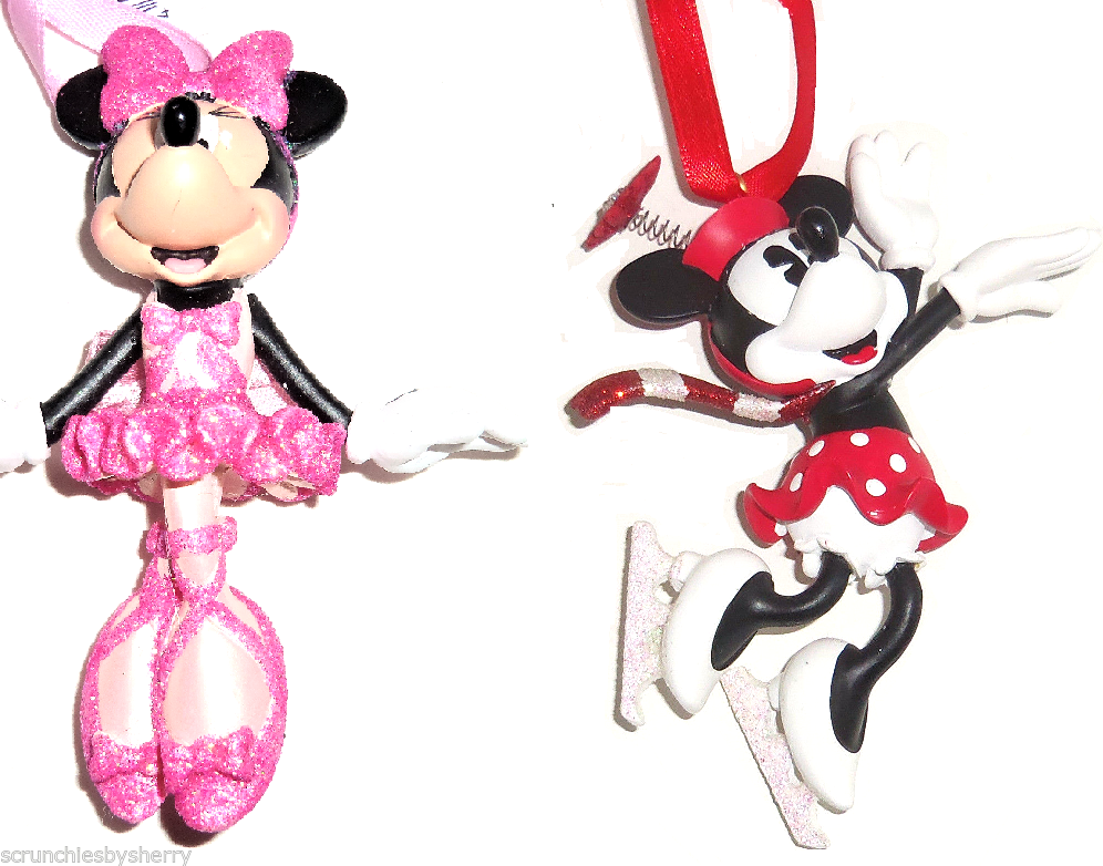 Disney Minnie Mouse Christmas Ornament Ballerina Ice Skater Theme Parks - $39.95