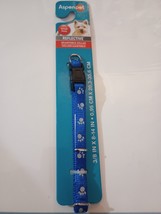 Aspen Pet Small Reflective Dog Collar Blue With Grey Paw Prints 3/8” X 8-14” - £6.19 GBP