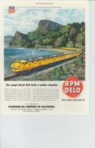 1948 Standard Oil Print Ad- Passenger Train, Beach, Hills, Lake, Scrub Growth - £12.59 GBP