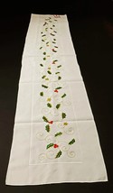 Embroidered Holly Table Runner 14 by 72-Inch White by Saro Lifestyle - $14.84