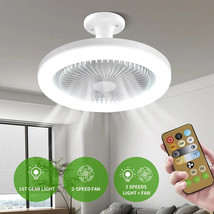Ceiling Fans With Remote Control and Light LED Lamp Fan E27 Converter Base Smart - £19.88 GBP