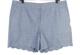Talbots Women&#39;s Chambray Scallop Hem Cotton Shorts Size 16 - £31.69 GBP