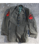 vintage US Marines USMC military jacket serge green red pins buttons - $34.99