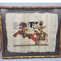 Egyptian Hand Painted Papyrus Horse Pulling Chariot with Man Firing Bow &amp; Arrow - £13.76 GBP