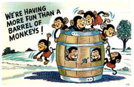 Were Having More Fun Than A Barrel Of Monkeys Funny Postcard Posted 1959 - £7.08 GBP