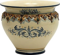 Cachepot Planter Vase SOFIA Sicilian Deruta Round Large Ceramic Handmade - £529.64 GBP