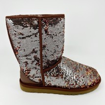 UGG Classic Short Sparkles Sequin Silver Brown Womens Boots 1002766W AUTM - £91.86 GBP
