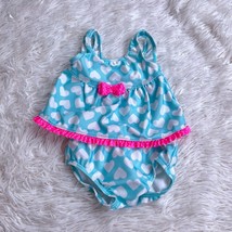 Carters Heart Polka Dot Tankini Swimsuit Set Blue White Pink Baby Girls 3-6M - £7.00 GBP