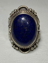 Blue Lapis ring size 7.50 tribal sterling silver women men - £77.55 GBP