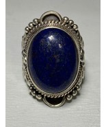 Blue Lapis ring size 7.50 tribal sterling silver women men - €82,78 EUR
