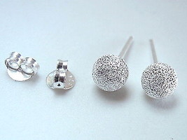 5mm Faux Dust Bead Ball Studs 925 Sterling Silver - £5.00 GBP