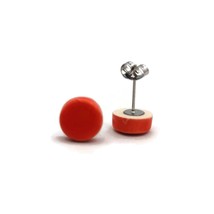 Simple Stud Earrings For Women, Artisan Ceramic Orange Aesthetic Minimal Jewelry - £23.58 GBP