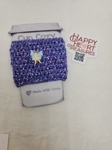 Happy Heart Treasures Sticker Coffee Cup Cozy Handmade Crochet Purple Fairy - $5.00