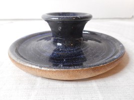Studio ART Pottery Cobalt Round Candle Holder Hand Painted Glazed Terrac... - £15.81 GBP
