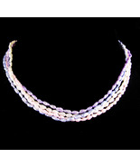 Vintage 14kt white gold pearl choker - Bridal necklace / multi pastel co... - £59.76 GBP