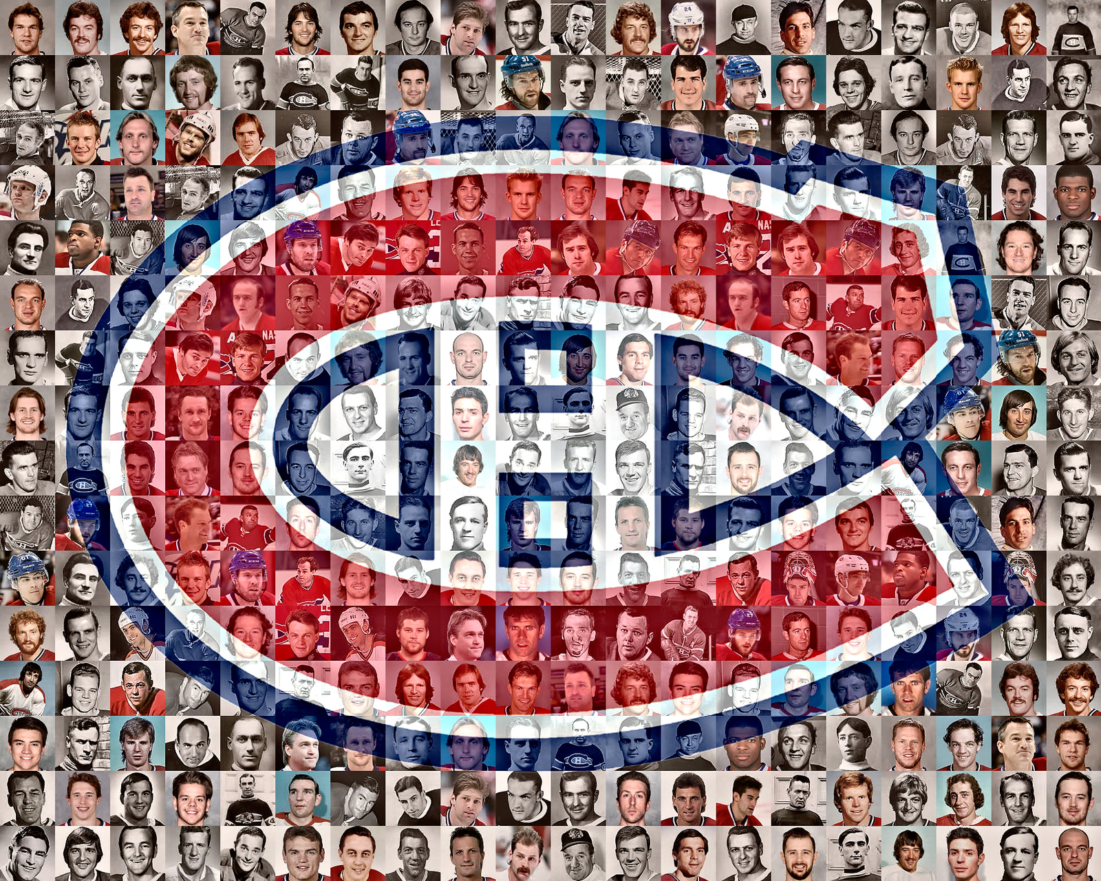 Montreal Canadiens Mosaic Print Art Designed Using Over 75 Past and Present Cana - £35.16 GBP - £127.07 GBP