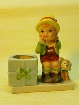 Vintage J.S.N.Y. Ceramic Porcelain Red Hood &amp; Cat Figurine Candle Holder... - £7.81 GBP