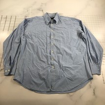 Etro Button Down Shirt Mens 46 2XL 18&quot; Blue Checkered Long Sleeve Cotton... - £36.51 GBP