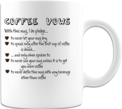 Coffee Vows Coffee Cup Ceramic Coffee Mug Printed on Both Sides  - £13.55 GBP