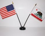 US USA American and California Republic State 4&quot;x6&quot; Miniature Flags Desk... - $3.88