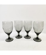 Set Of 4 Libbey Classic Grey Smoke Goblets Smoked Water Glasses 7&quot; MCM 1... - £18.93 GBP