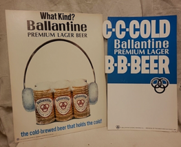 Set of 2 Vintage NOS Ballantine Lager Beer Signs DieCut Easel Back Point of Sale - £29.52 GBP