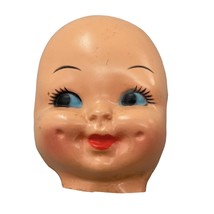 Kitschy Plastic Baby Face Blue Side Eyes Dimples Vtg Doll Part DIY Craft Kit - £7.33 GBP