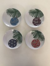 Set of 4 Crate and Barrel Ornament Holiday Dessert Plates Dishes 6.5&quot; Across - £18.85 GBP