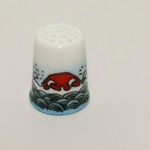Ocean Waves on the Rock Thimble Ceramic Sewing Vintage 1&quot; - $14.99
