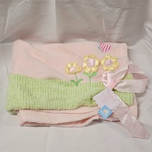 Dolly Pink Green Plush Fleece Chenille Baby Blanket Girl 3d Flower Butterfly - £46.92 GBP