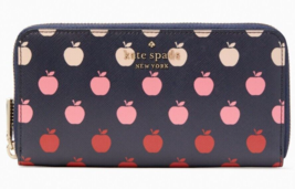 Kate Spade Large Continental Wallet Black Red Apple Print NWT K8296 $229 Retail - £59.33 GBP