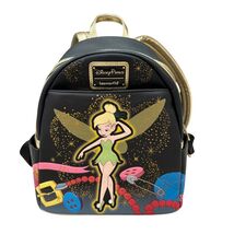 Disney Parks Loungefly Tinkerbell Mini Backpack Black/Gold Faux Leather ... - $2,628.32 MXN