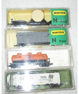 (4) N gauge Freight Cars (see description) in original Plastic cases - $755.19 MXN
