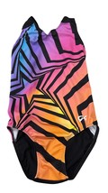 Girls GK Elite Cirque Gymnastics Leotard Rainbow Star Print Black Side P... - $629.48 MXN