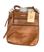 Estalon Brown Distressed Leather Crossbody Bag Purse Zipper Pockets - $33.65