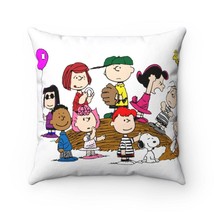 Charlie Brown &amp; Friends Spun Polyester Square Pillow-Living Room-Bedroom Pillow - £17.57 GBP