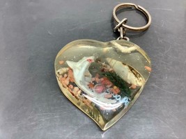Vintage Thick Lucite Heart Shaped Keyring ACAPULCO Keychain Ancien Porte-Clés - £9.20 GBP