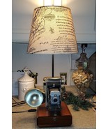Polaroid 80A Land Camera Cigar Box Converted Lamp W/ French Script Shade - $1,900.49 MXN