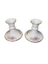 2 Floral Candle Holders Gloria Fine Porcelain Bavaria Handwork Bayreuth Gold - £19.53 GBP