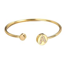 New Designs Initial Letter Cuff Bracelet Expandable Bracelet Gold Plated... - $25.00
